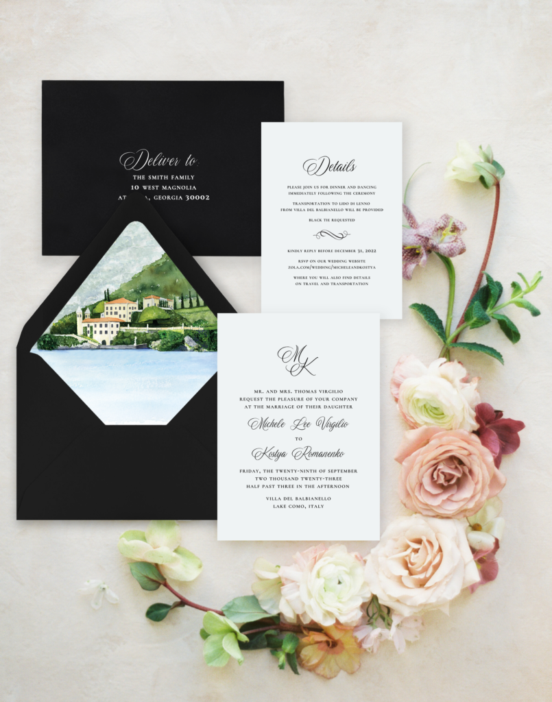Lake Como Villa Balbianello Wedding Invitations