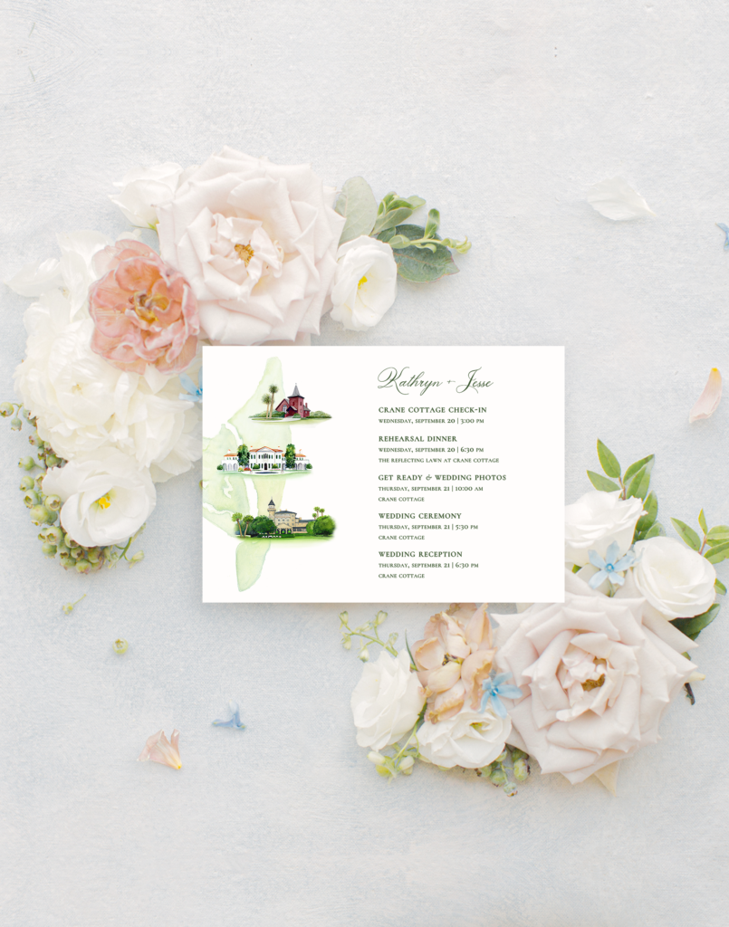 Jekyll Island Wedding Map Original Watercolor Artwork
